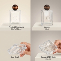 Botella de Perfume de Vidrio Vacía de 100 ml, con Tapa Esférica y Pared Gruesa, Suministro al por Mayor Directo de Fábrica, Etiqueta Privada Personalizada