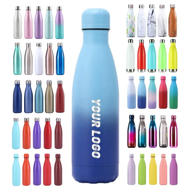 Custom Logo Outdoor Flask Insulated Sports Drink Cola Shaped Double Wall 304 Stainless Steel Water Bottles