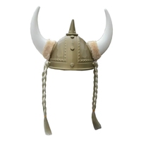 Casque Viking avec cornes pour adulte en plastique nordique barbare guerrier chapeau médiéval Viking Costume drôle Halloween fête chapeau