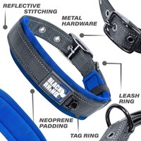 Collier pour chien rembourré durable avec surpiqûres réfléchissantes en néoprène et nylon, résistant aux intempéries, disponible pour les commandes en gros et les logos personnalisés