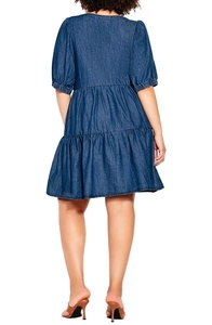 2024 <span class=keywords><strong>Vestido</strong></span> <span class=keywords><strong>vaquero</strong></span> de algodón plisado para <span class=keywords><strong>mujer</strong></span> deshilachado costero escalonado no elástico drapeado verano delantal técnica lavada - Product Image 4