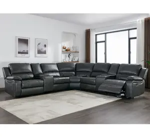 Conjunto de sofá reclinável em forma de l para sala de estar, cadeira reclinável com balanço, 6 peças, sofá reclinável secional, conjunto de 7 lugares com console