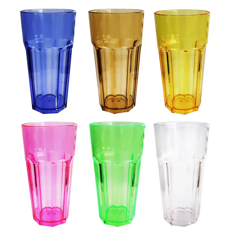 Custom Octagonal Roman Cup Mouthwash acrylic Transparent clear plastic color juice beer wine glasses