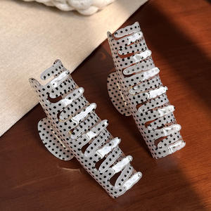 Nouvelles pinces à cheveux rétro pour femmes, noires, rouges, blanches, à petits pois, imprimées à pois, en PVC, accessoires pour queue de cheval, pinces à cheveux pour dames - Product Image 3
