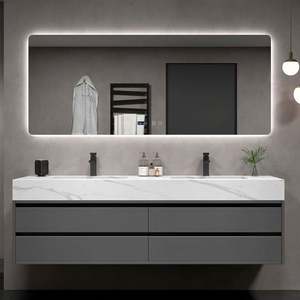 Mueble de Baño Flotante Santopova Facto, Moderno Mueble de Baño con Espejo LED, Conjunto de Muebles de Baño Modernos - Product Image 3