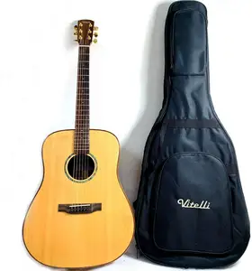 Musoo-guitarra acústica de 41 pulgadas, guitarra acústica de madera sólida con bolsa de regalo