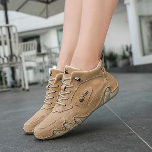 Sepatu <span class=keywords><strong>Boots</strong></span> Wanita Ukuran Besar Bahan Kulit Asli Sol Karet Tali Sepatu Hak Datar Musim Gugur Musim Dingin Fashion Kasual Olahraga - Product Image 3