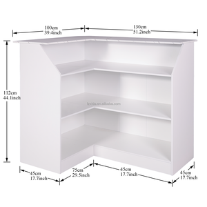 Wood L-Shaped Bar Table <strong>Corner</strong> Display <strong>Cabinet</strong> 4-Tier Liquor Wine Glass Storage Modern MDF Panel <strong>White</strong> Floor Mount Home - Product Image 5