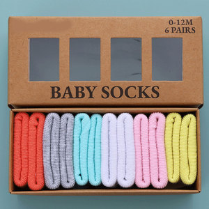 Lot de 6 paires de chaussettes pour bébé à revers, couleurs amusantes, 0-12 mois, en coton, confortables, pour garçons et filles, ensemble de chaussettes courtes - Product Image 6