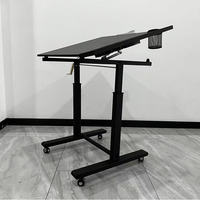 Bureau debout roulant réglable en hauteur, bureau de dessin inclinable, bureau assis-debout, table de dessin semi-tiltante
