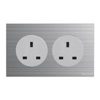 Panel Táctil para PC, Combinación de Interruptor y Enchufe de 2 Tomas y 13A, Estándar Británico, Botón de Reinicio con LED, Duradero, IP27, 100.000 Usos