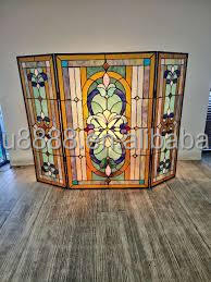 Paravent de cheminée victorien pliable en 3 parties, en verre teinté style cathédrale, sur mesure, fabriqué en Chine, taille 100*70CM - Product Image 5