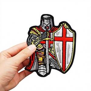 Parche Bordado Personalizado de los Caballeros Templarios, Diseño de Escudo con Cruz Roja, Insignia de Tela para Coser, Estilo Clásico, Promocional - Product Image 2