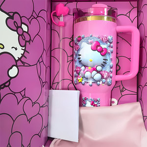 Vente en gros de gobelets isothermes de luxe de marque célèbre, personnalisables, 40OZ avec poignée et paille, type thermos, gobelet de voyage extérieur à motif dessin animé 40oz - Product Image 4