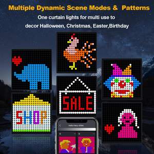 Yeni Stil 6.6*6.6ft <span class=keywords><strong>LED</strong></span> Pencere Perde Işıkları 400 RGB <span class=keywords><strong>LED</strong></span> APP Kontrollü DIY Peri Işıkları Noel Perde Fonu - Product Image 5