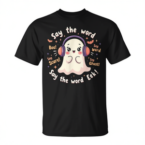 Camiseta de Audiólogo con Diseño de Fantasma para Halloween, Manga Corta, Unisex, Cuello Redondo, Impresión Digital, Promocional, para Adultos - Product Image 3