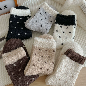 Women <strong>Ladies</strong> Warm <strong>Socks</strong> Home Sleeping Cozy Coral Fleece Dot Pattern <strong>Socks</strong> on Sale - Product Image 2