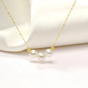 Bracelet et collier en perles naturelles, 3 brins, 7-8mm, blanc, cristal  rouge, connecteur CZ