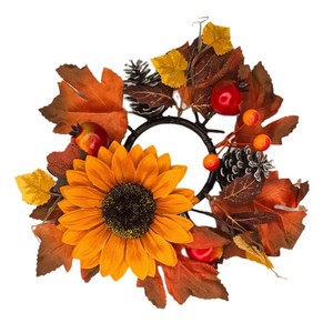 Nuevo Festival de la cosecha Acción de Gracias Hoja de arce Granada Portavelas de Halloween Anillos Decoración Corona - Product Image 5