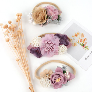 Dulce Fresh Princess Style Full Moon Baby Halogen Hair Band Elegante flor artificial Stretch Nylon <span class=keywords><strong>Headband</strong></span> - Product Image 2