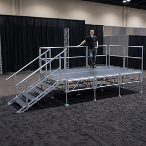 Quick Install Aluminum Complete <b>Set</b> Stage with Stairs & Railings Modular Platform Stage - Product Image 2