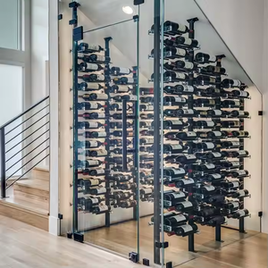 Exhibidor de Vino <span class=keywords><strong>Vertical</strong></span> de Metal y Madera Maciza, Montado en la Pared, con Altura Ajustable y Funciones Extensibles para Muebles del Hogar - Product Image 4