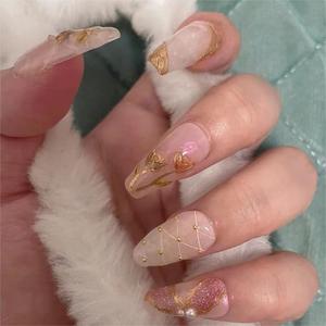 Diseño #40 alta calidad 3D Nail Art pintura <span class=keywords><strong>tulipanes</strong></span> flor Prensa en <span class=keywords><strong>uñas</strong></span> conjunto hecho a mano 10 Uds bailarina ataúd <span class=keywords><strong>uñas</strong></span> artificiales - Product Image 2