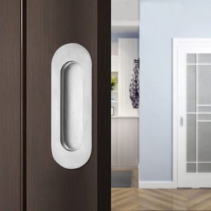 Tirador de puerta de bolsillo ovalado de 120MM, tirador de acero inoxidable satinado cepillado, puerta corredera empotrada oculta, cocina y dormitorio - Product Image 2