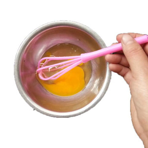 PP Plastic Egg Beater Handheld Manual Mixer Rose Red 18*3.5 For Baking - Product Image 5