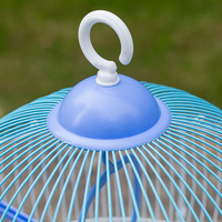 Cage à oiseaux ronde avec mangeoire, ensemble complet, cage à oiseaux en plastique, cage à oiseaux pour petits animaux, ventilation complète, détachable
