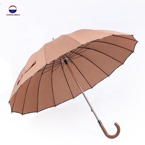 Tùy Chỉnh Windproof Mạnh Mẽ 16 Bảng Điều Khiển Bằng Gỗ Xử Lý Thẳng Ô Màu Be Cho Bán Buôn - Product Image 1