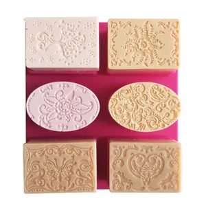 Kare dikdörtgen reçine 3D özel silikon el yapımı sabun lot yapımı için özel logo ile toplu olarak sabun kalıbı kalıpları