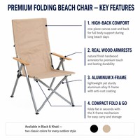 Chaise pliante d'extérieur robuste en métal avec dossier haut et tissu Oxford pour pique-nique, plage et patio – Vente en gros