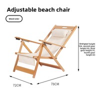 Chaise pliante d'extérieur avec réglage du dossier sur quatre positions, portable, pour le camping, la pêche, la plage, en bois de hêtre et toile, facile à installer
