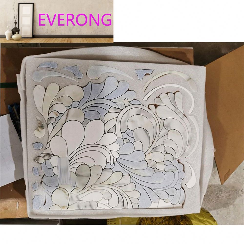 floral mosaic tile bathroom floor