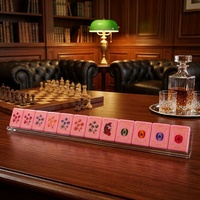 Ensemble de Mahjong Américain de Luxe Rose Bonbon, 160 Tuiles en Acrylique Gravées Grue et Dragon, pour Mariage, Prêt à Expédier, OEM