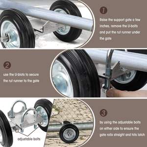 Porte roulante en acier robuste support de <span class=keywords><strong>roue</strong></span> en caoutchouc de 6 pouces pour portes de tube en métal de clôture de maillon de chaîne d'allée - Product Image 3