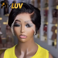 Perruques Lace Front 13x4 en cheveux naturels, coupe pixie courte, sans colle, Full HD, cheveux bruts, pour revendeurs