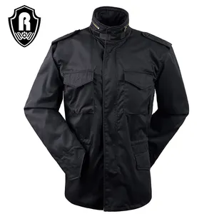 Jaket Parka Taktis Pria, Jaket Parka Taktis Tahan Air M-65 dengan Warna Hitam