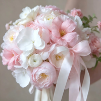 Buket Pengantin Buatan Khusus Bunga Sutra Real Touch yang Dipersonalisasi untuk Pengantin dan Pengiring Pengantin