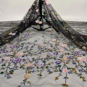 B019高級ポジショニングの花のワイヤービーズチューブスパンコール刺繍生地Frenchハイエンドの花嫁のウェディングドレス