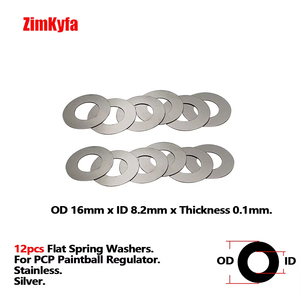 Belleville đĩa phẳng mùa xuân Shim Spacer máy giặt od16mm x ID 8.2mm độ dày 0.1 hoặc 0.2 hoặc 0.3mm đen bạc 12 cái - Product Image 5