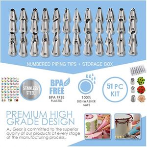 ชุดอุปกรณ์ตกแต่งเค้ก 210 ชิ้น พร้อมจานหมุนอะลูมิเนียม - Product Image 4