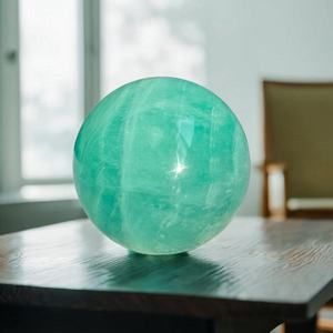 Esfera de fluorita verde natural pulida, piedra semipreciosa, bola de cristal, piedra curativa Wicca, decoración Feng Shui para el hogar, meditación - Product Image 5