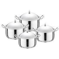 Ensemble de 10 casseroles et marmites à soupe en acier inoxydable à bord large avec fond composite, ustensiles de cuisine pour la maison et la restauration