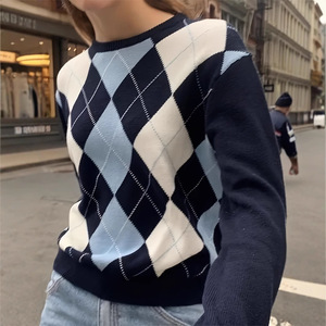 <span class=keywords><strong>Pull</strong></span> en maille décontracté pour femmes, patchwork, en vente pour la saison d'automne - Product Image 3