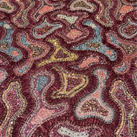 Tissu en dentelle tricoté français 100% acrylique avec perles et sequins, brodé, spécial pour vêtements de scène, sacs et habillement