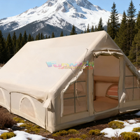 Extérieur 12 ㎡   Tente gonflable en tissu Oxford PVC vert, tente de camping, tente d'air imperméable, structure à une chambre, tente de glamping en toile