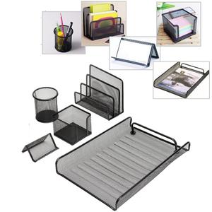 Suministros para <span class=keywords><strong>oficina</strong></span> y escuela, 5 unidades, negro, respetuoso con el medio ambiente, conjunto <span class=keywords><strong>de</strong></span> papelería <span class=keywords><strong>de</strong></span> malla <span class=keywords><strong>de</strong></span> alambre <span class=keywords><strong>de</strong></span> metal <span class=keywords><strong>de</strong></span> hierro para niños, organizador <span class=keywords><strong>de</strong></span> escritorio - Product Image 4