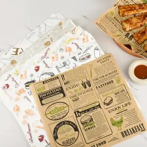 Papier d'emballage alimentaire imprimé enduit antiadhésif non blanchi papier parchemin pour envelopper le papier de cuisson des aliments frits